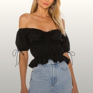 MAJORELLE Black Off-Shoulder Top
